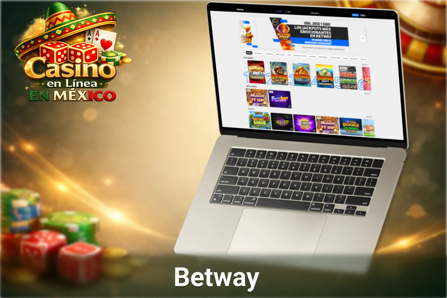 Plataforma de casino Betway en México con selección de tragamonedas, jackpots y navegación clara en línea